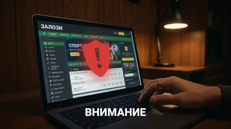 Предупредителен знак за нелегални сайтове за залози и защита на потребителя