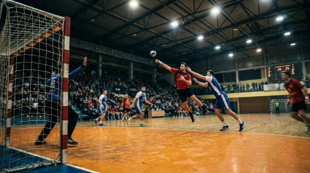 Атакуващ хандбал в мач от EHF Европейска лига с висока резултатност