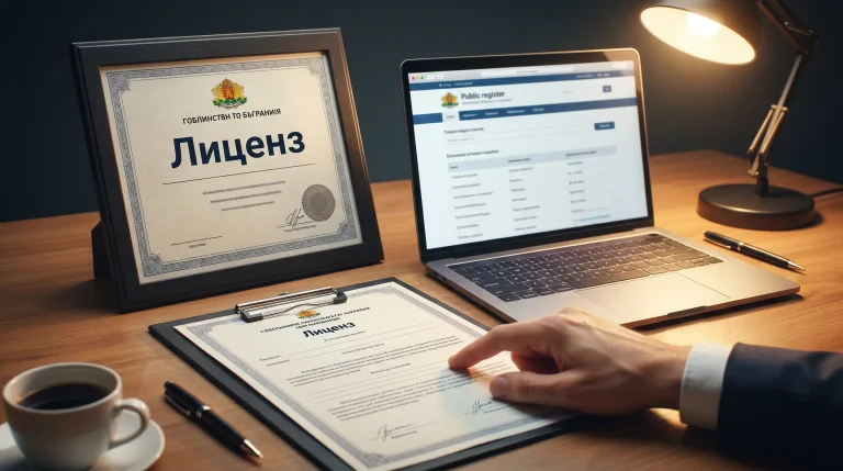 Документ за лиценз на букмейкър и регистър на НАП за хазартни оператори